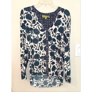Sigrid Olsen Signature Floral Button-up Top Long Sleeve Mixed Print Size Medium